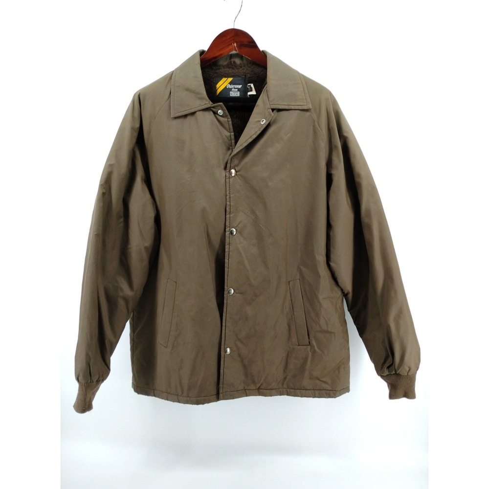 Sears Outerwear Vintage 70s Brown Pile Lined Snap Jacket Classic LT USA Made